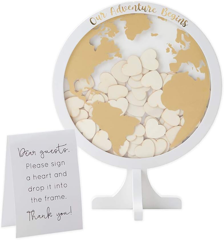 Kate Aspen Libro de invitados de boda alternativo – Our Adventure Begins Globe Frame Recuerdo (22101NA), negro
