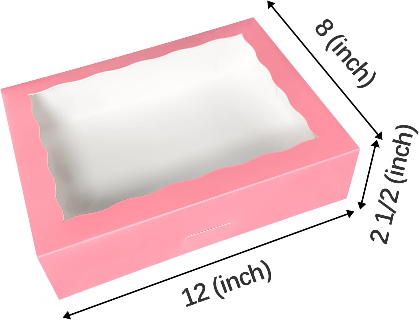 Paquete de 15 cajas de pastelería rosa para panadería de 12 x 8 x 2.5 pulgadas, donas grandes, magdalenas, cajas de galletas con ventana de PVC,