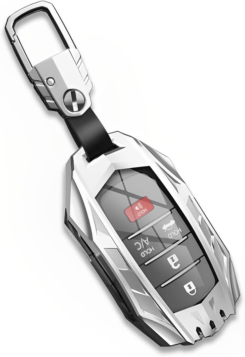 Funda protectora para llavero de Toyota compatible con Sienna Rav4 Prime Venza Fortuner Alphard Vellfire Hilux Land Cruiser (JTYB-plateado)