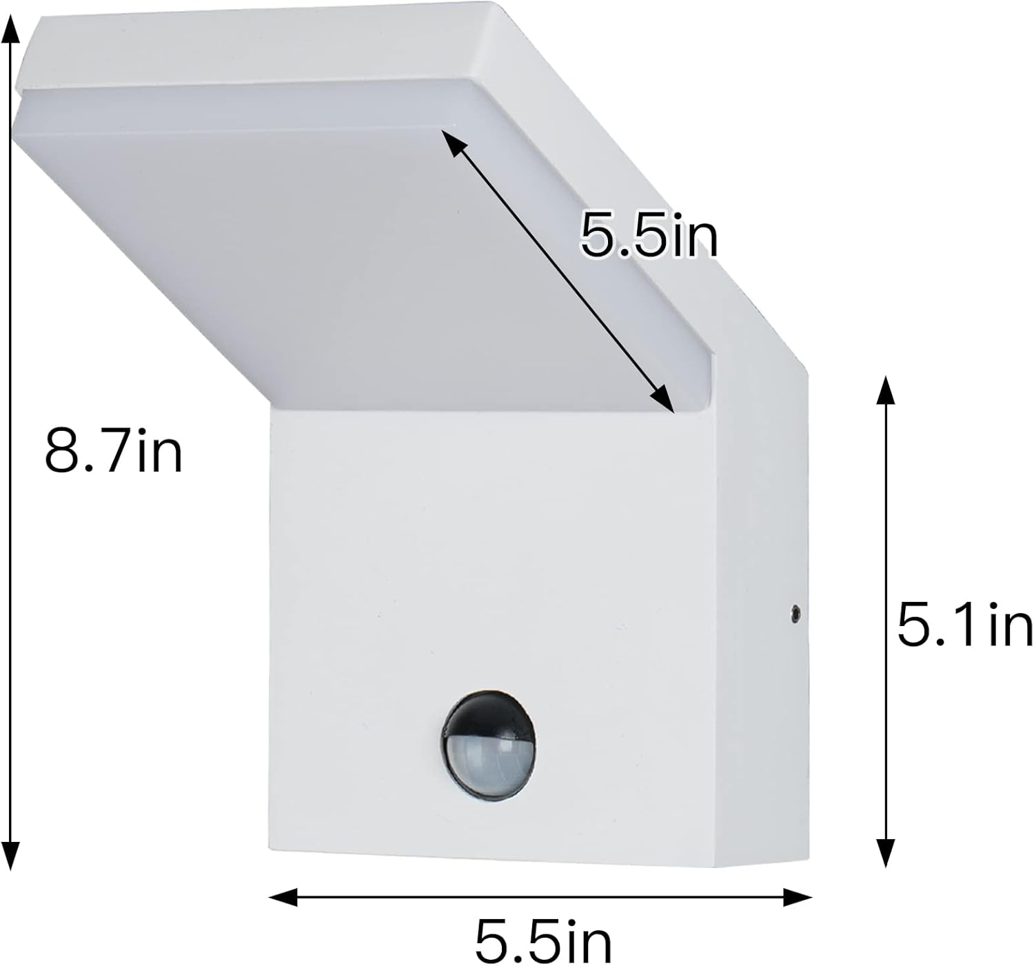 Inowel Paquete de 2 apliques de pared con sensor de movimiento para exteriores, luz LED blanca, moderna, para porche, IP54, impermeable, para