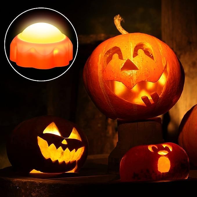 Wosyrd Paquete de 2 luces de calabaza de Halloween, funciona con pilas, decoraciones de Halloween con temporizadores remotos, luces LED de calabaza