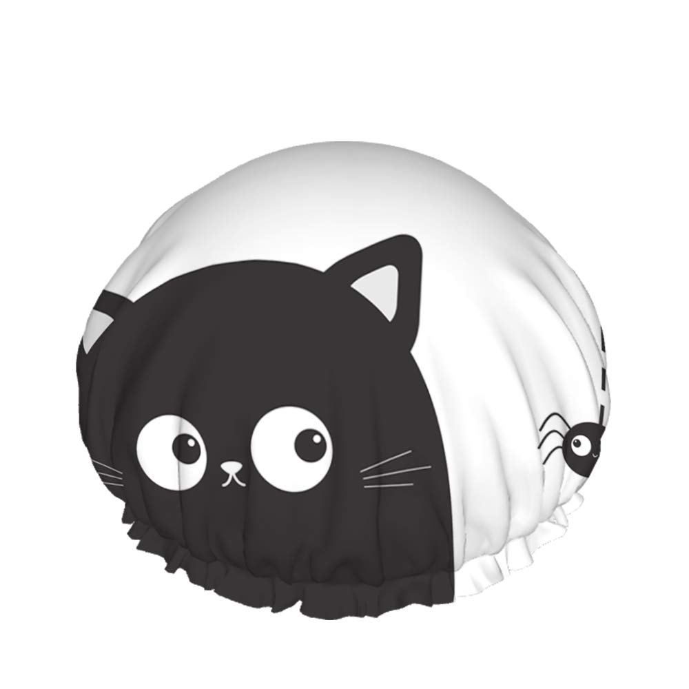 Swono Gorro de ducha para gatos, divertido color negro, con aspecto de araña, impermeable, de doble capa, perfecto para todas las longitudes y