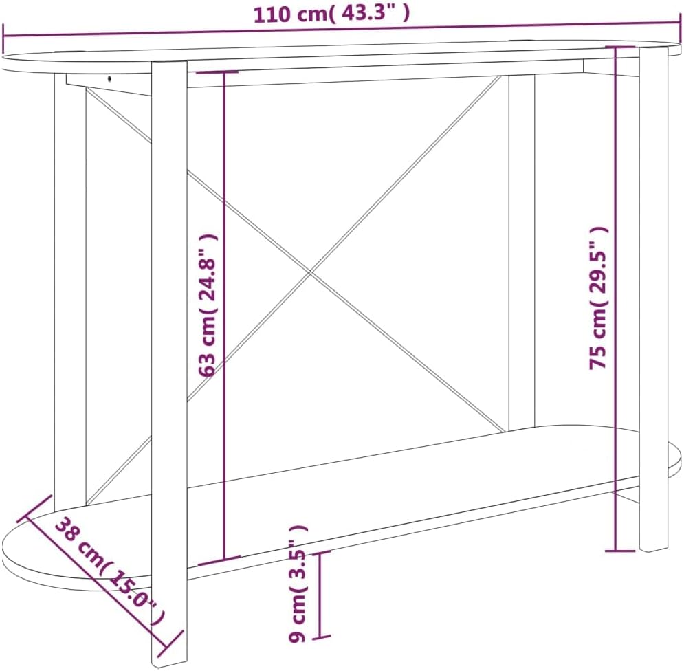 Mesa consola moderna con estante de almacenamiento, mesa auxiliar para sofá, mesa de entrada para sala de estar, pasillo, entrada, 43.3 x 15 x 29.5