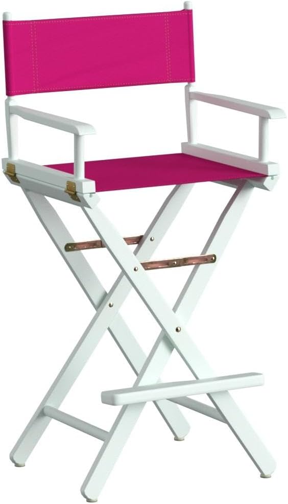 Casual Home 230-01021-30 – Silla de director de 30 in, marco blanco, lona magenta, altura de barra