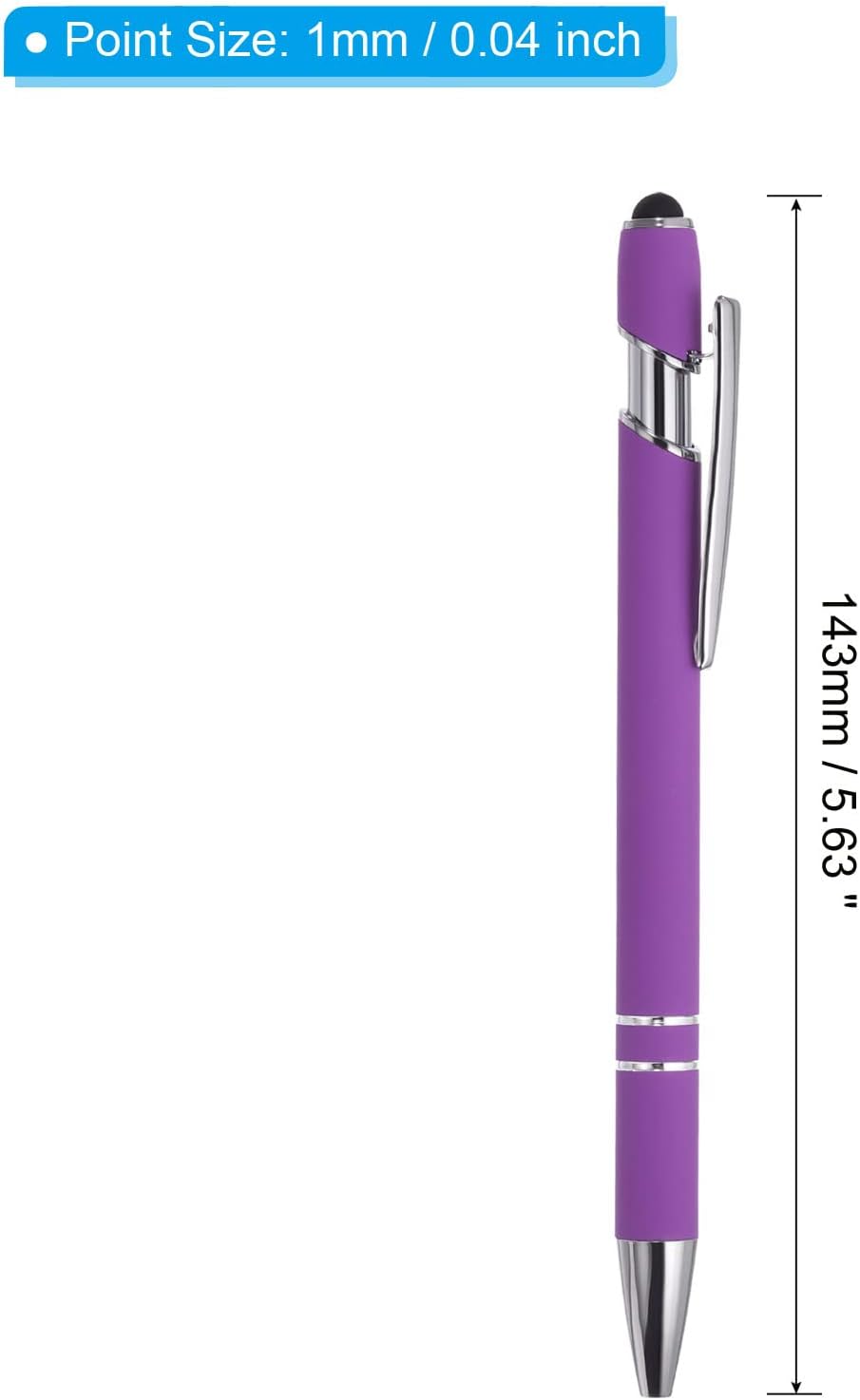 PATIKIL Bolígrafo con punta de lápiz capacitivo, paquete de 12 bolígrafos de metal 2 en 1, tinta negra, punta media de 0.039 pulgadas, para