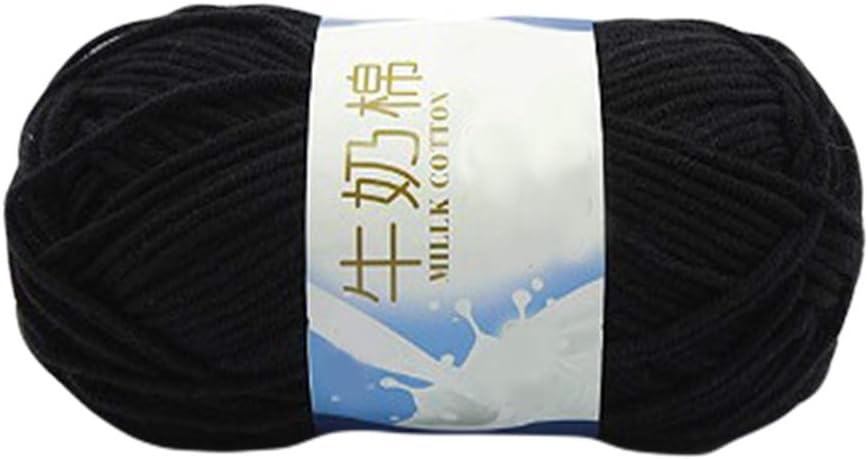 1.76 oz Mezcla de Algodón Crochet Tejer Ropa de Bebé Bufanda Sombrero Suéter Hilo de Lana Educación Juguete Almohada Negro