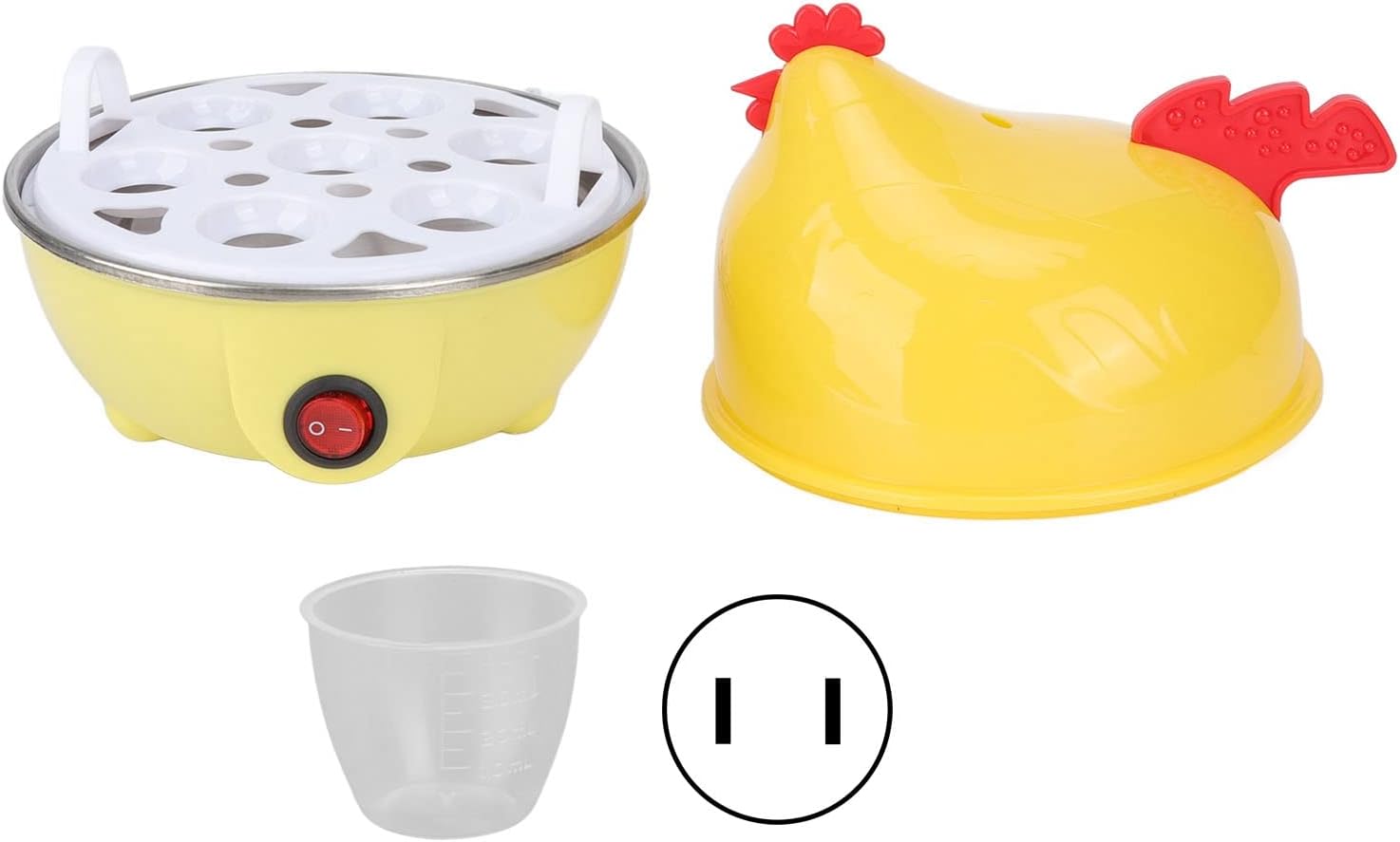 Jeanoko Olla rápida para huevos, olla multifuncional para huevos con capacidad de 7 huevos, apagado automático, forma de pollo para desayuno, huevos