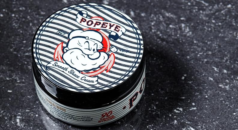 Popeye Shaving Co – Crema de afeitar para hombres adecuada para pieles sensibles, experiencia de afeitado suave para quemaduras de maquinilla de