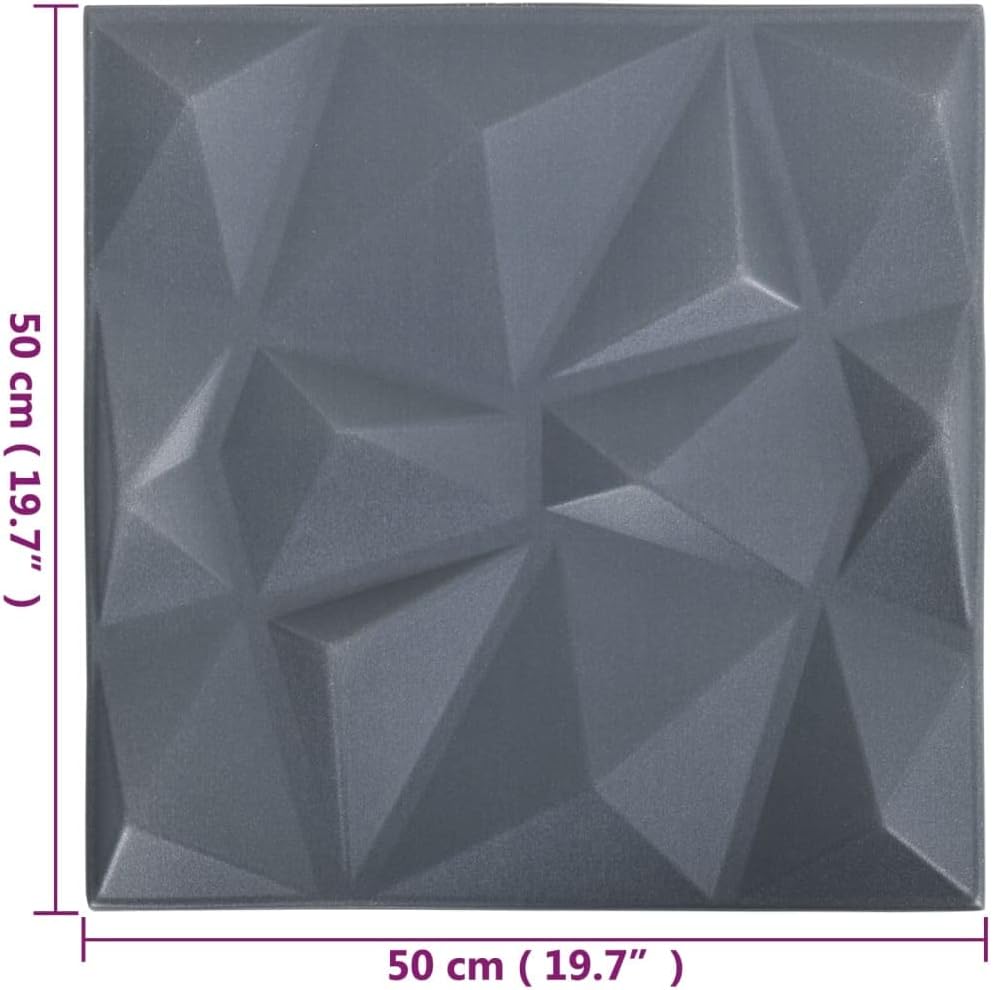 CHARMMA Paneles de pared 3D 48 piezas 19.7″x19.7″ Gris Diamante 129.2 ft-3538