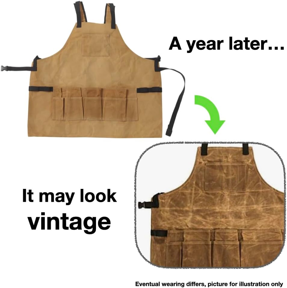 Delantal de trabajo grande y alto de talla grande delantal de soldadura de cuero resistente al fuego, lona de madera y taller.