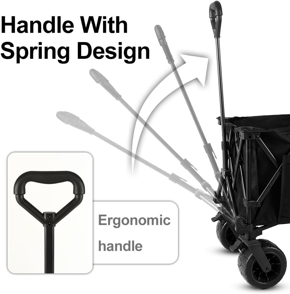 Whitsunday Carro plegable de gran capacidad, carrito de playa, picnic al aire libre, ruedas todo terreno, resistente, para comestibles, jardinería,