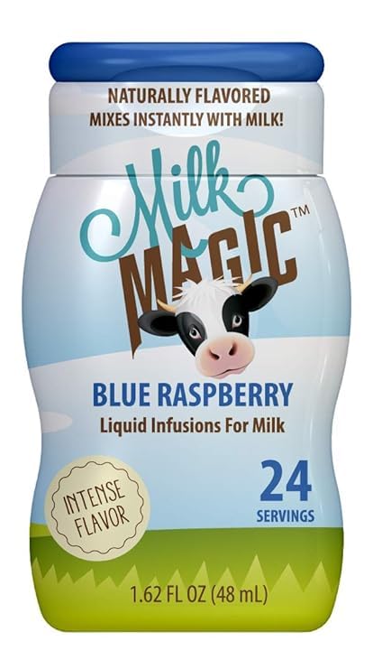 Milk Magic, Potenciador de sabor de infusiones de leche líquida, paquete de 3, 1.62 onzas cada uno, frambuesa azul