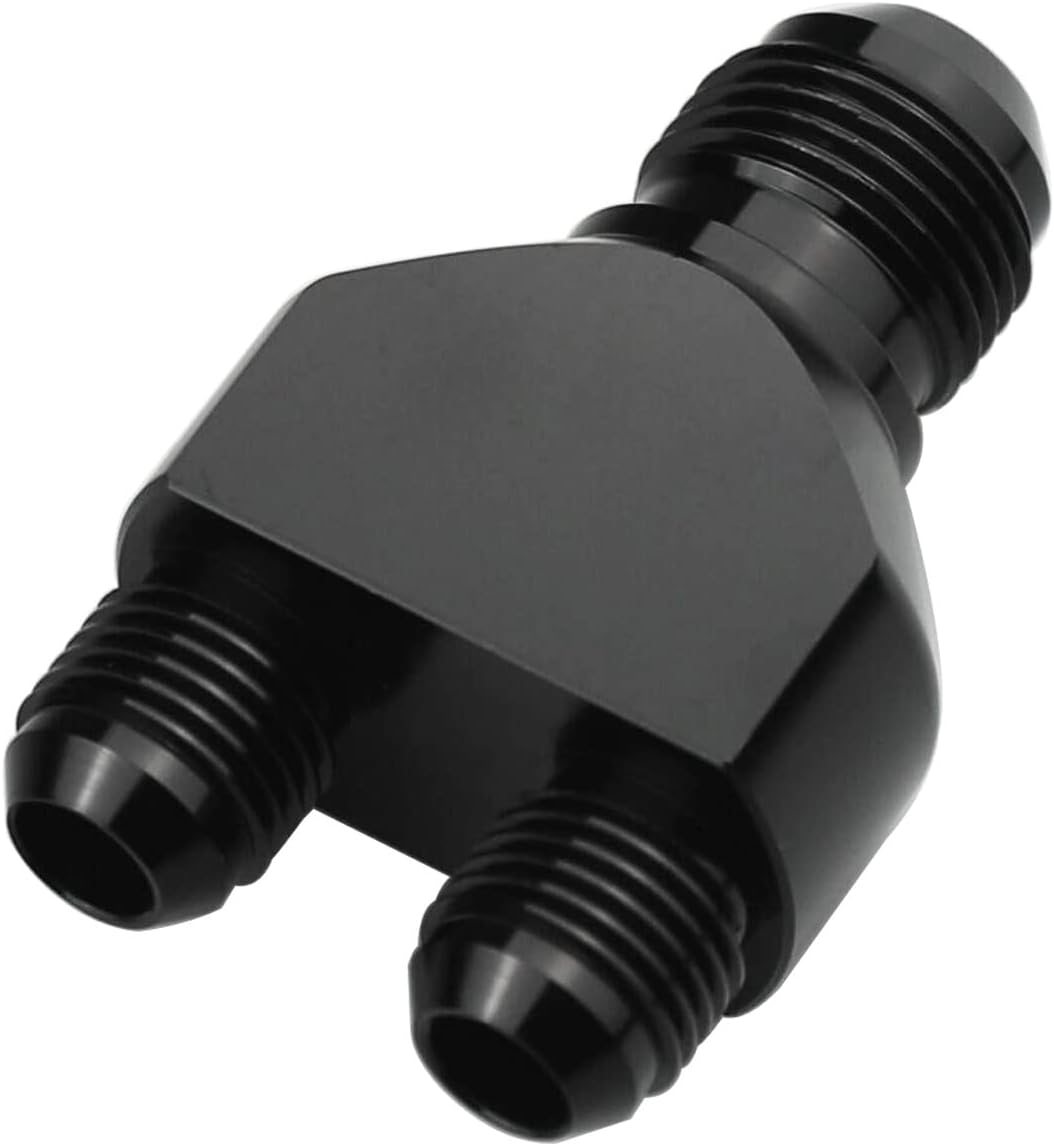 KRD PERFORMANCE Adaptador de bloque en Y de aluminio -8 AN macho giratorio a salida paralela dual 2 x -6 AN macho conector de manguera en T, divisor