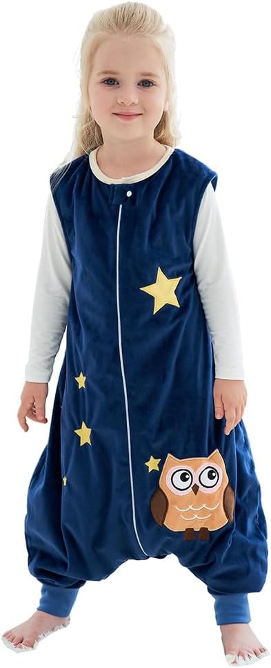 Mantas de bebé Saco de dormir de pierna dividida unisex de 1 a 6 años de edad, manta de poliéster para niños pequeños saco de dormir