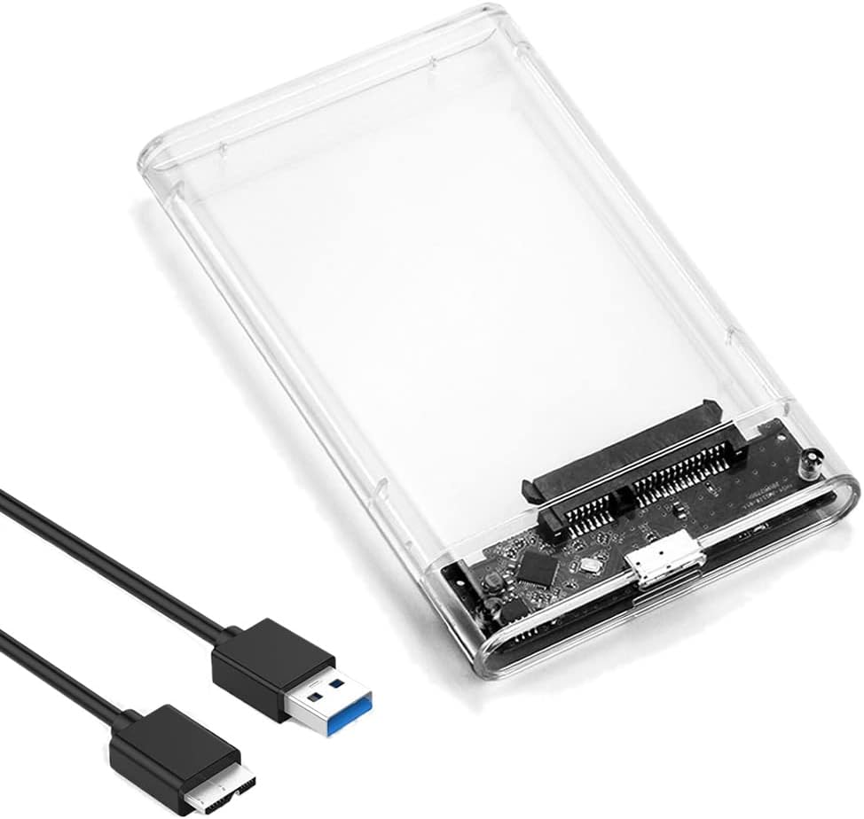 Tianle Carcasa para disco duro de 2.5 pulgadas, SATA a USB 3.1 6 Gbps, caja transparente para disco duro externo sin herramientas, compatible con