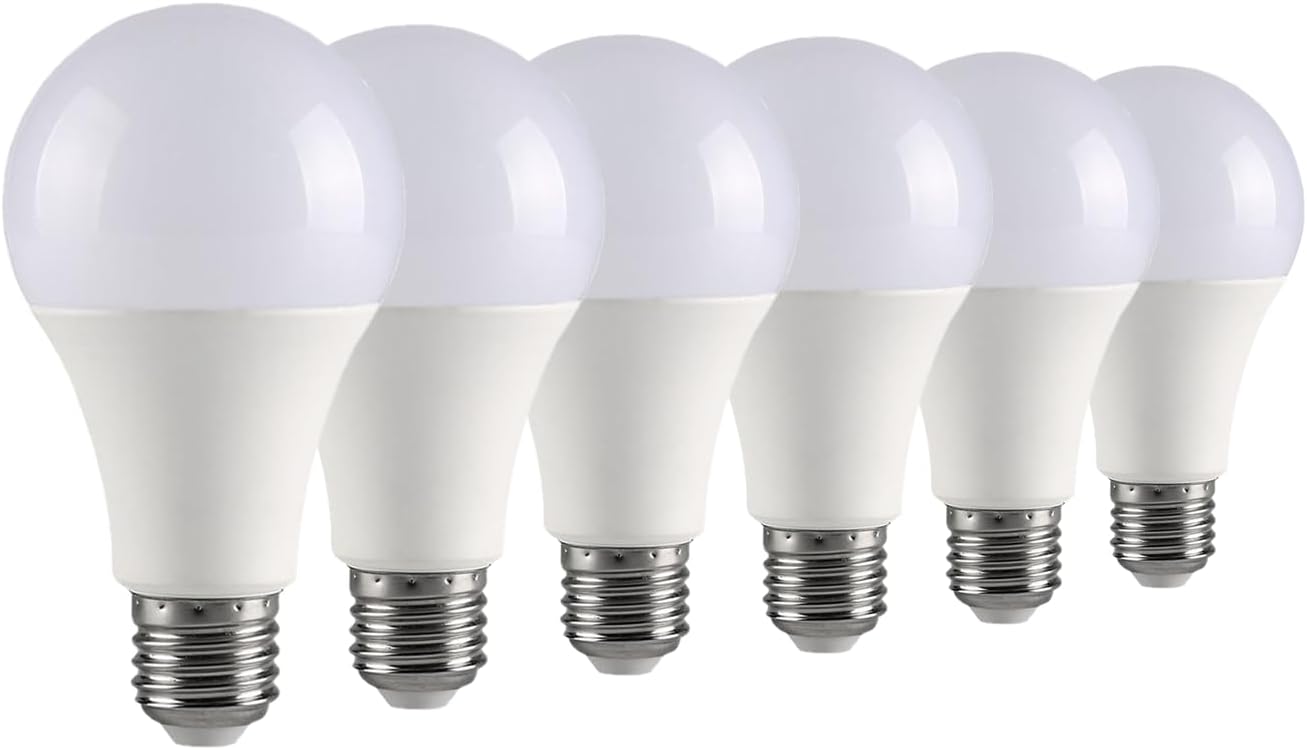 Paquete de 6 bombillas LED de repuesto con certificación UL, 50, 100, 150 W, luz diurna 5000K, bombillas A19 de tres vías con base E26, 70014002100