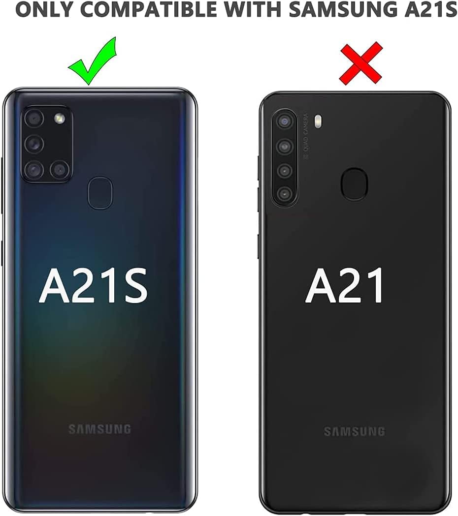 Annymall Funda para Galaxy A21s versión de EE. UU., carcasa de cuerpo completo A21s con protector de pantalla integrado, funda de protección híbrida