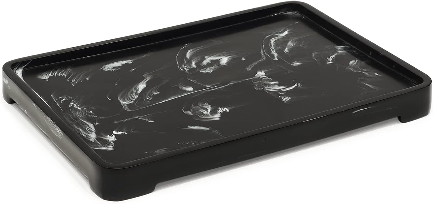 Bandeja de tocador de baño, bandeja de tocador de resina para decoración de encimera de baño, soporte para platos para perfumes, tocador, joyas,