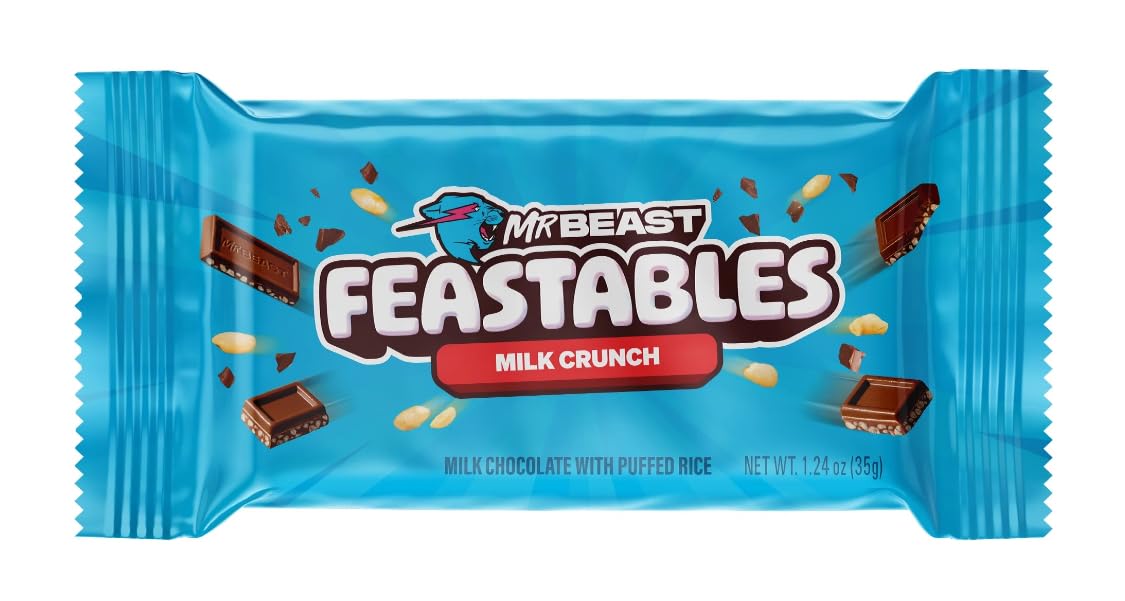 Feastables Beast Bar Crunch and Creamy Milk Bundle  Chocolate con leche, leche crujiente, mantequilla de maní y nuevo! Barras de mantequilla de maní