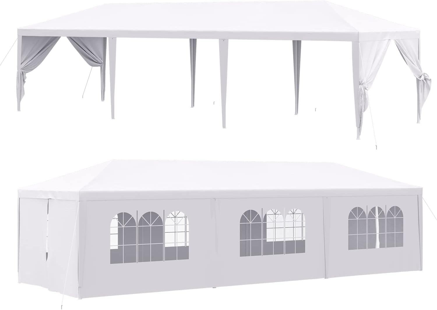 Devoko Tienda de campaña para exteriores de 10 x 30 pies, toldo resistente, para eventos, bodas, fiestas, patio trasero, color blanco