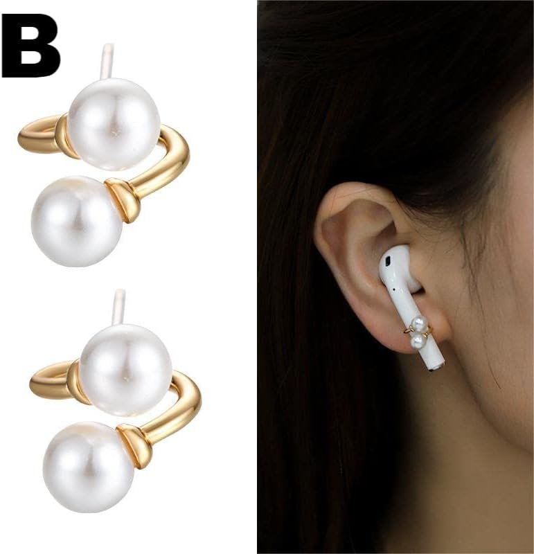 Auriculares con cadena antipérdida, pin plateado, aretes inalámbricos antipérdida, clip para la oreja, cadena para auriculares, aretes con clip para