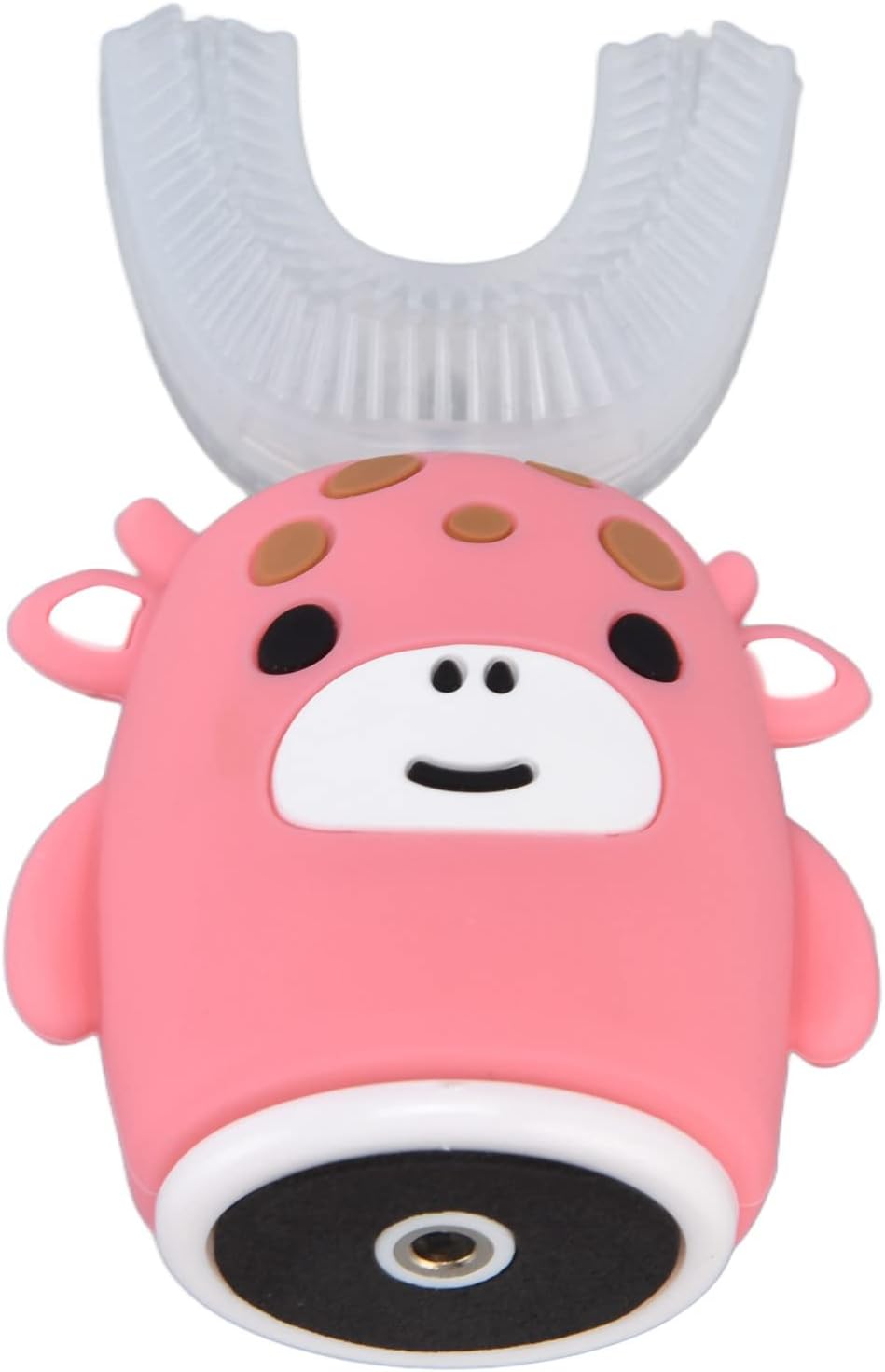 Cepillo de dientes eléctrico en forma de U para niños, cepillo de dientes de dibujos animados rosa, cepillo de dientes automático de 360, carga USB,