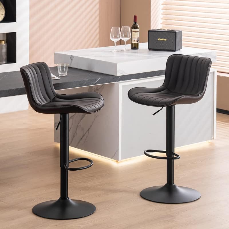 YOUNUOKE Taburetes de bar de altura de mostrador para isla de cocina de 24 pulgadas, taburetes de bar modernos marrones con taburetes giratorios