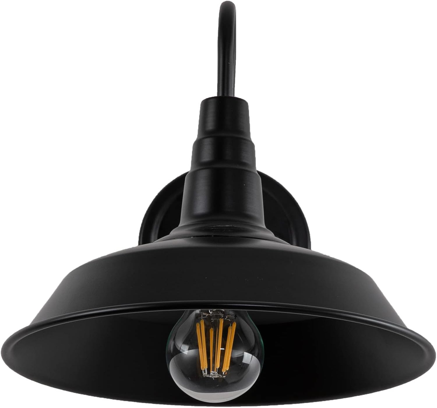 LUOULMI Lámpara de granero para exteriores, cuello de cisne de granja, lámpara de montaje en pared exterior, negro mate, industrial impermeable,