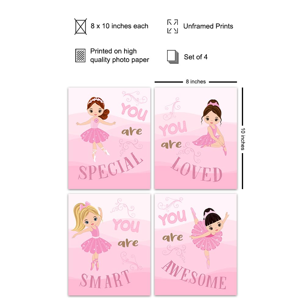 Baby Girl Room Decor – Pink Little Girls Bedroom Decor – Infant Nursery Decor – Cute Toddler Girl Wall Art – Positive Affirmations – Ballerina Decor