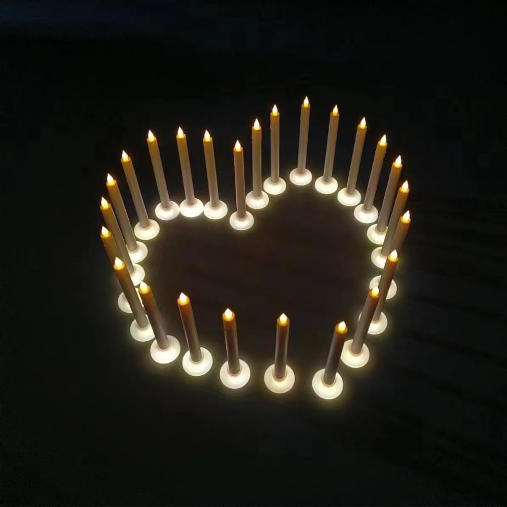 Velas cónicas parpadeantes sin llama de un solo uso, velas LED para ventana, funcionan con pilas, color blanco, juego de 6 para decoración de