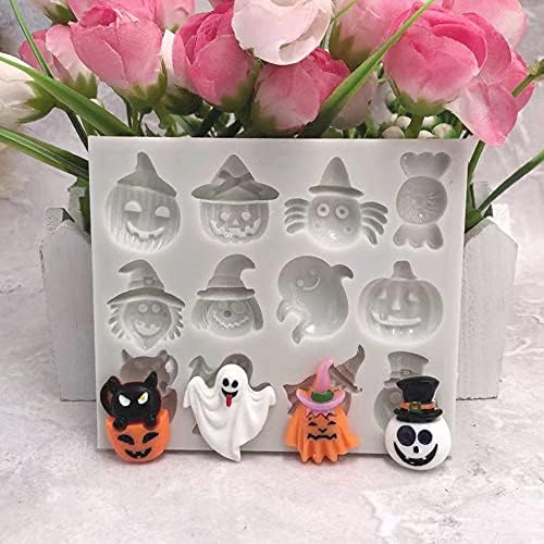 Moldes de silicona para decoración de velas de postre de Halloween, bate de calabaza, búho, fantasma, bruja, para manualidades, fondant, galletas,