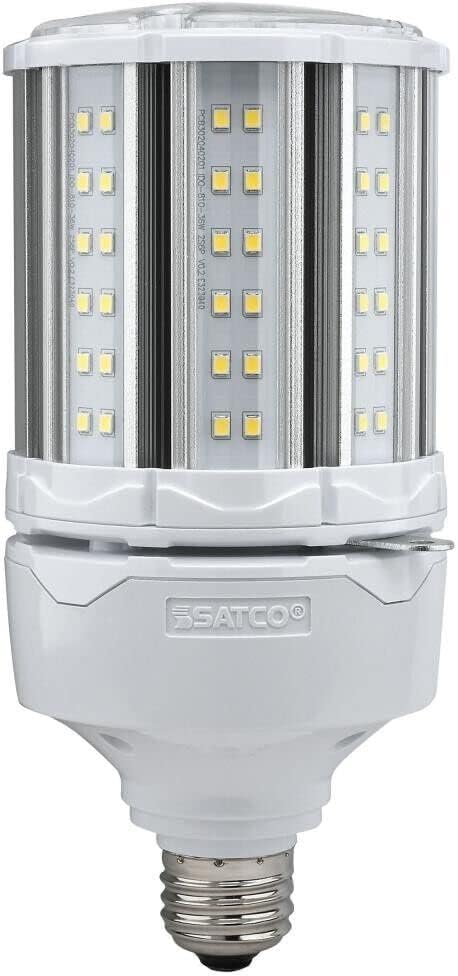 Satco S39392 Hi-Pro – 7.34 pulgadas 36W LED HID lámpara de repuesto de base media, temperatura de color 5000, color final blanco