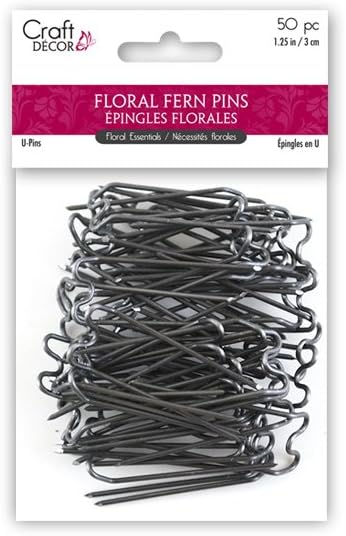 FL035 – Helecho verde (1.25 pulgadas), horquillas florales en U, 50 unidades, color gris, juego de 3