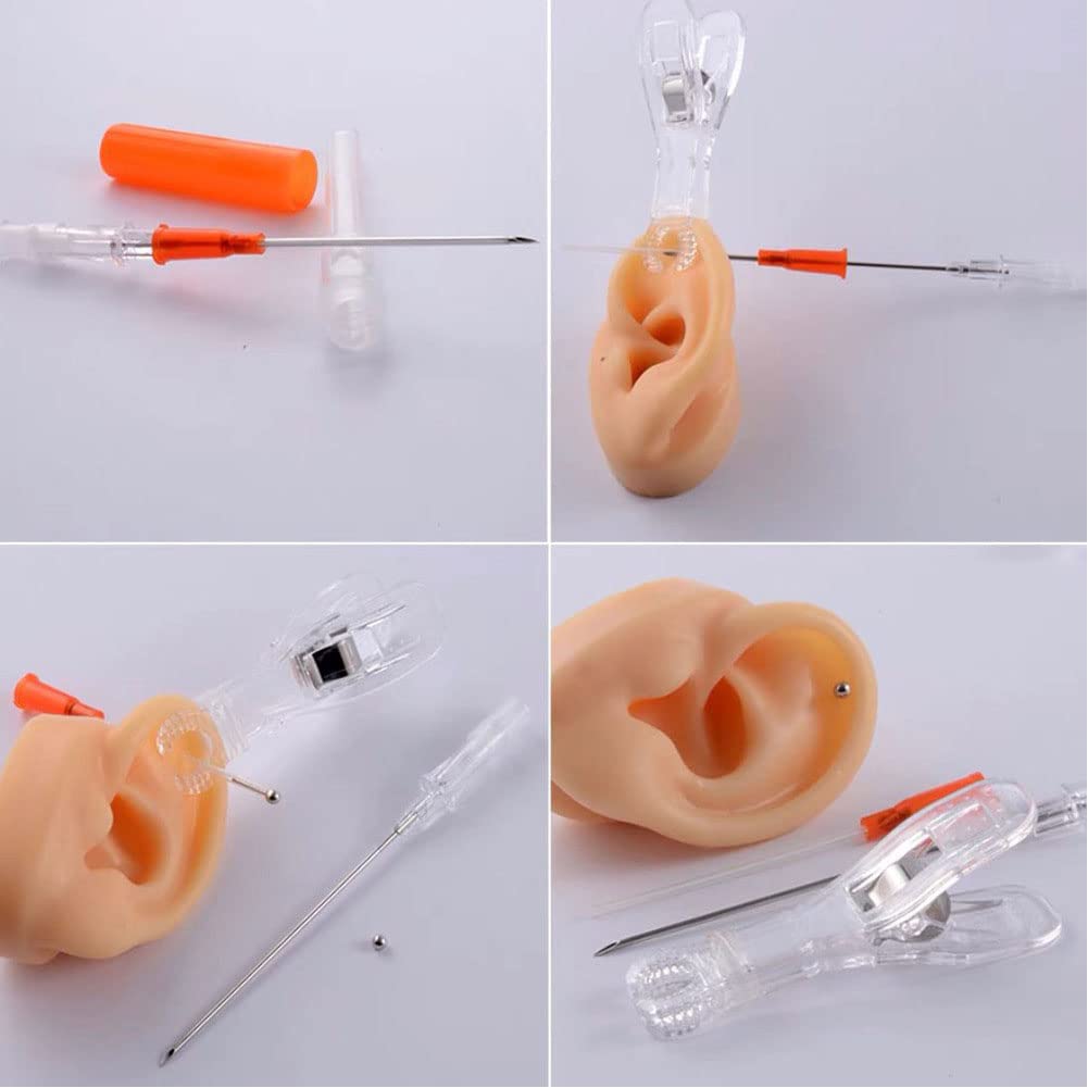 50 agujas de perforación de catéter, agujas huecas de 0.94 oz, agujas IV con catéter para el cuerpo, kit de piercings para oreja, nariz, labio,