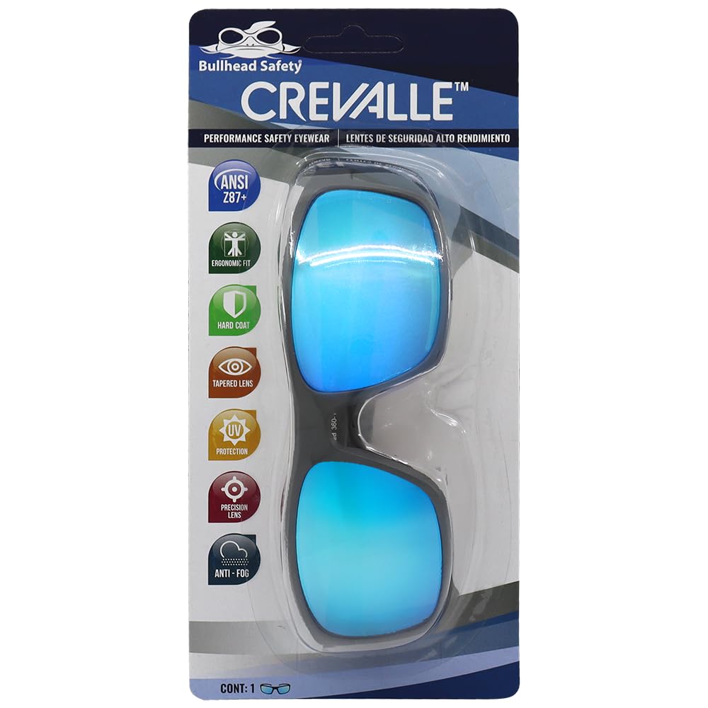 Bullhead Safety Crevalle – Gafas de seguridad, antivaho y resistentes a los arañazos, lentes de precisión con protección UV, cómodas y ligeras,