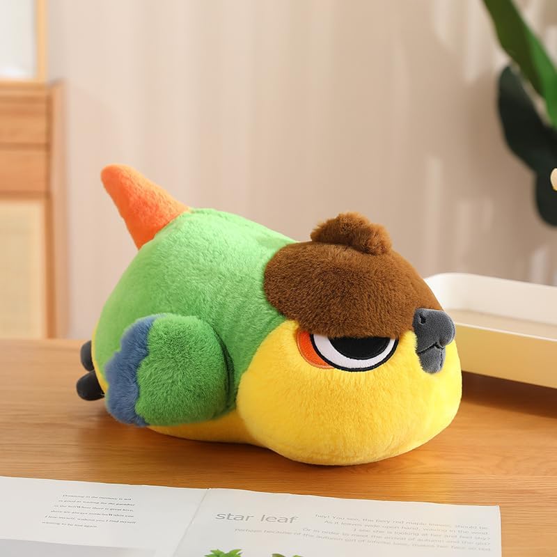 Juguetes de peluche amarillo con pájaro verde, almohada de peluche súper suave, lindo peluche de pájaro de Navidad, regalos de cumpleaños para niños