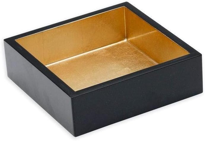 Caspari Servilletero de cóctel lacado en negro y dorado, 1 unidad