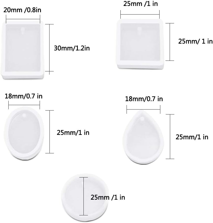 AIFUDA – 25 moldes de fundición de joyería, 5 estilos de moldes de resina colgantes con agujero para colgar joyas de resina, llavero, colgante,
