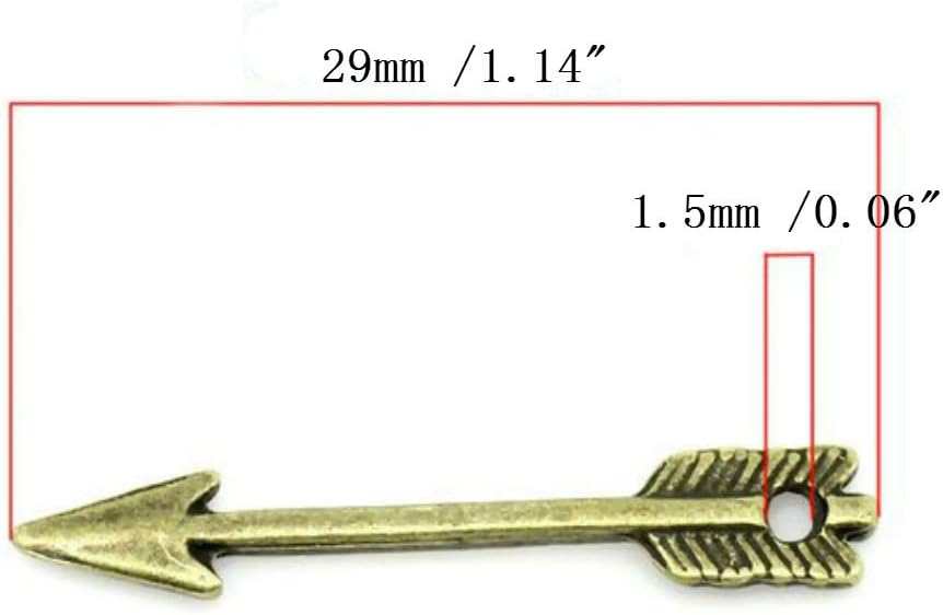 AKOAK 100 unidades por paquete de dijes de flecha en tono bronce tibetano, colgantes steampunk DIY para fabricación de joyas, dijes para producción