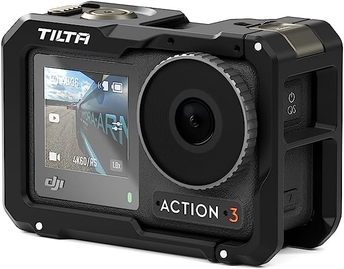 Tilta Jaula de cámara completa compatible con DJI Osmo Action 3  Diseño de liberación rápida de doble cara  Receptor de zapata fría  TA-T40-FCC