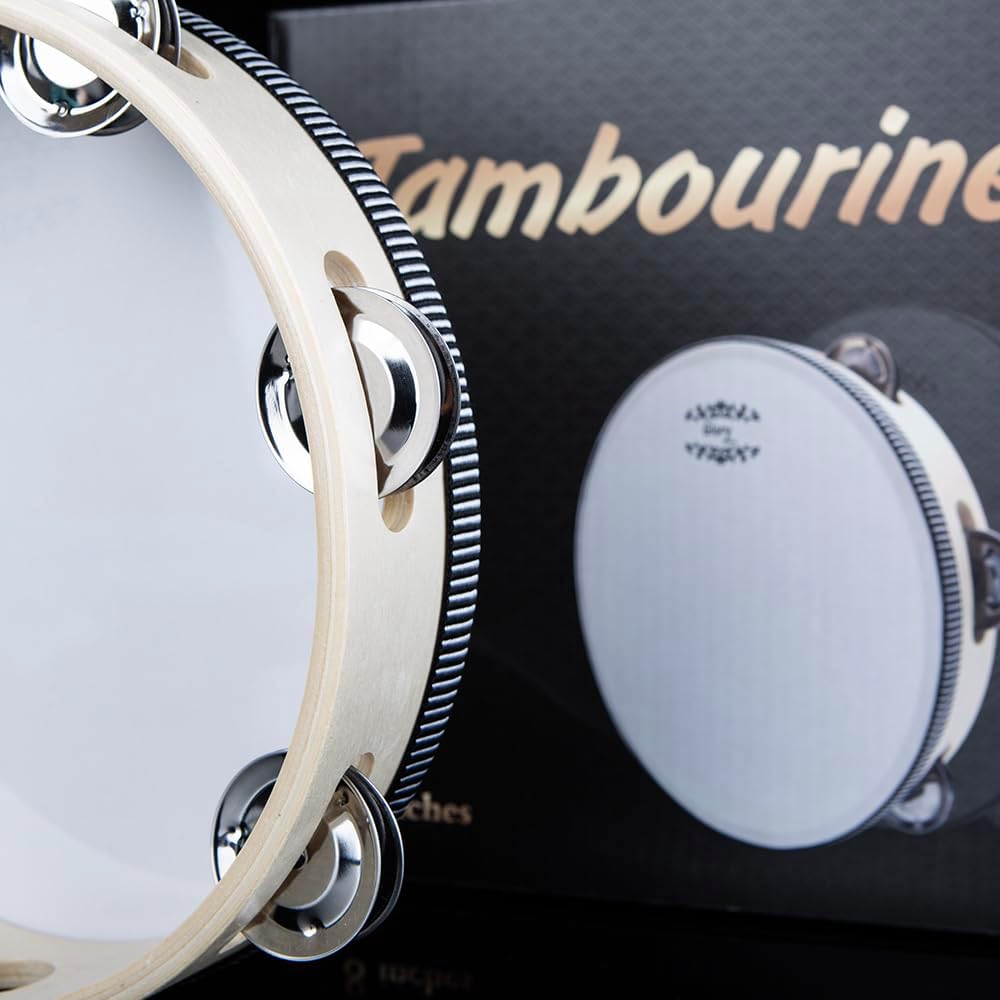 Glory – Tambor de mano de 8 pulgadas, timbre de metal de abedul de percusión, instrumento educativo musical para juegos de fiesta de KTV (8 pulgadas)