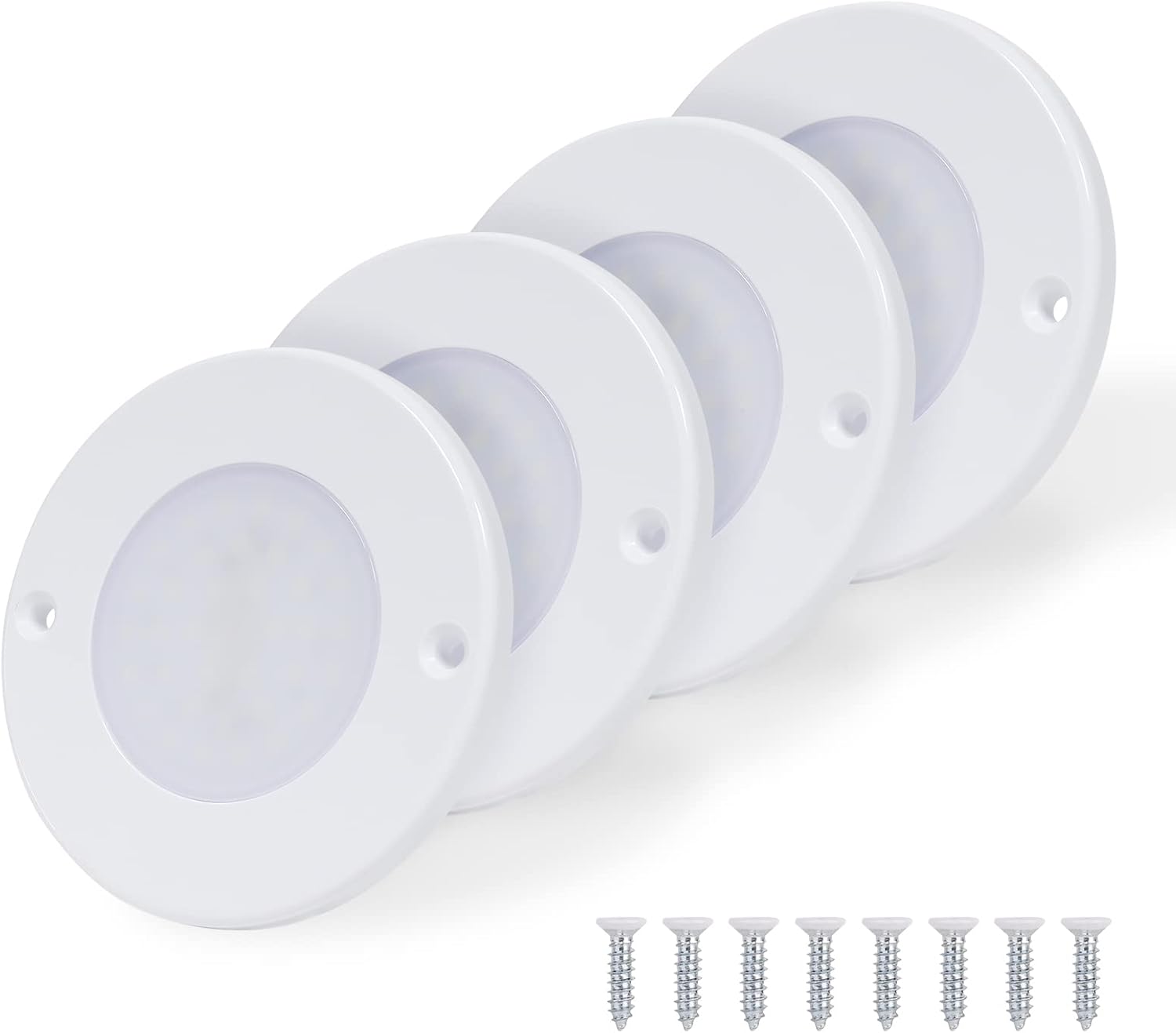 Luz LED de disco de techo para cámper, 4 paquetes de luz de disco súper delgada para debajo del gabinete, panel Downlight de 3.6 W para RV, cámper,