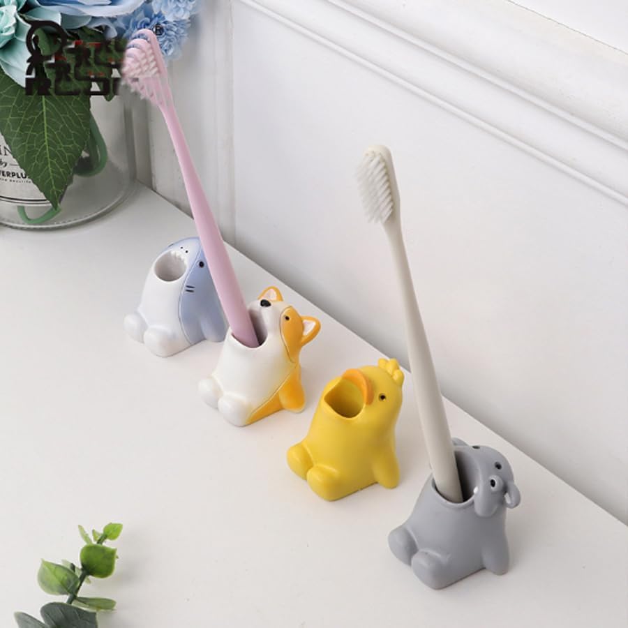 Soporte para cepillos de dientes, lindo organizador de baño de resina, soporte multifuncional para bolígrafos, caja de almacenamiento de escritorio,