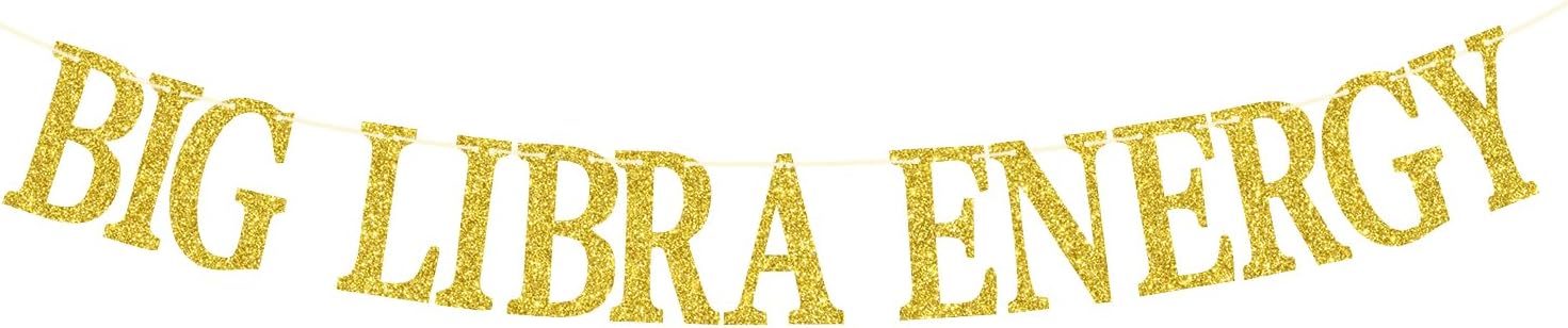 Pancarta de energía Libra grande con purpurina dorada, 12 constelaciones del zodiaco libra, horóscopo, decoración de fiesta de cumpleaños de