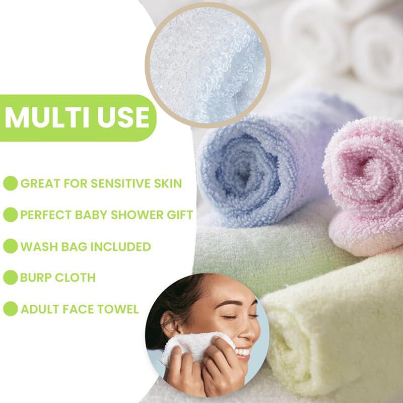 elves Juego de 6 paños de bambú de lujo para bebé, paños de lavado ultrasuaves para cara y cuerpo, toalla pequeña para la cara del bebé niña,