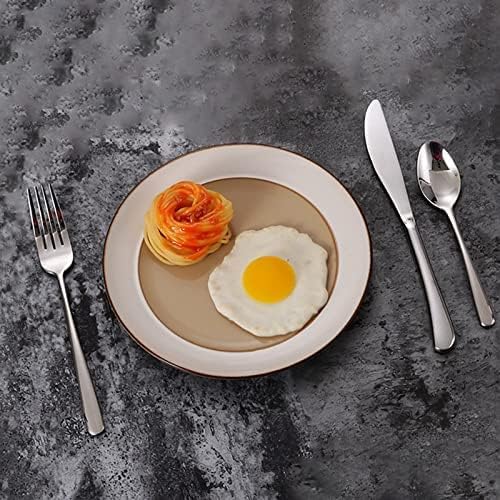 Juego de cubiertos de acero inoxidable único de 6 piezas, juego de cubiertos plateados con cuchillos de carne para 1, incluye juego de cuchillos de