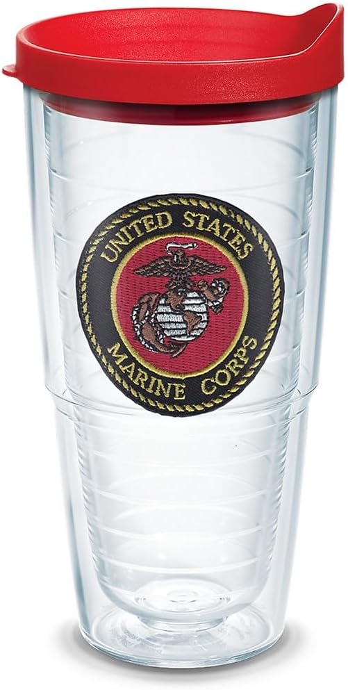 Tervis Vaso aislado de doble pared con logotipo de los Marines fabricado en Estados Unidos mantiene las bebidas frías y calientes, 24 onzas, clásico