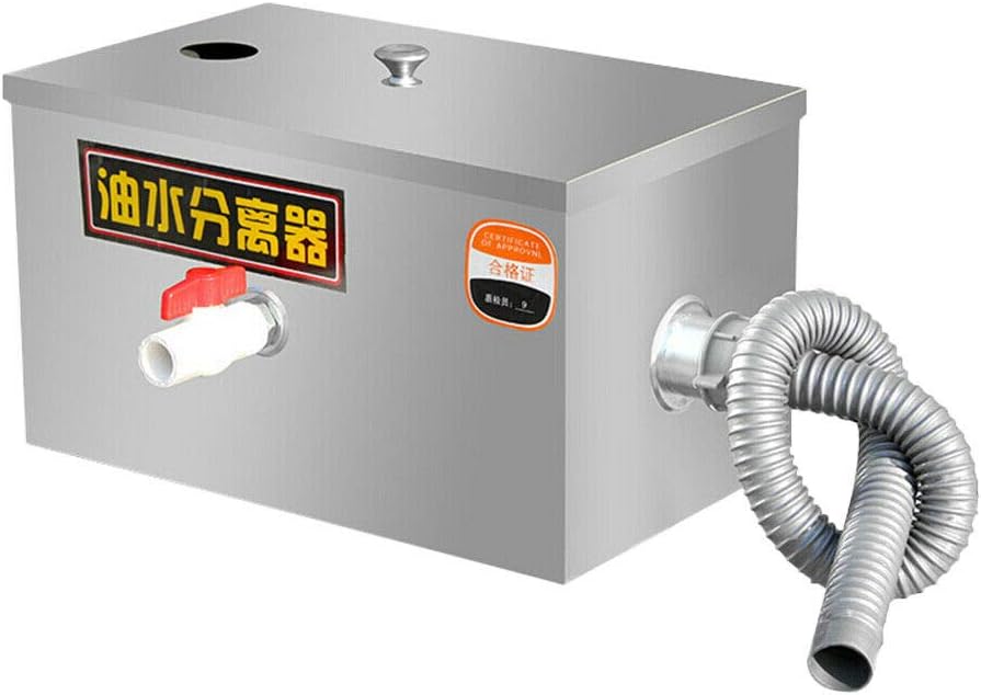 Interceptor de trampa de grasa de acero inoxidable, interceptor de trampa de grasa para aguas residuales de agua y aceite de cocina con filtro de
