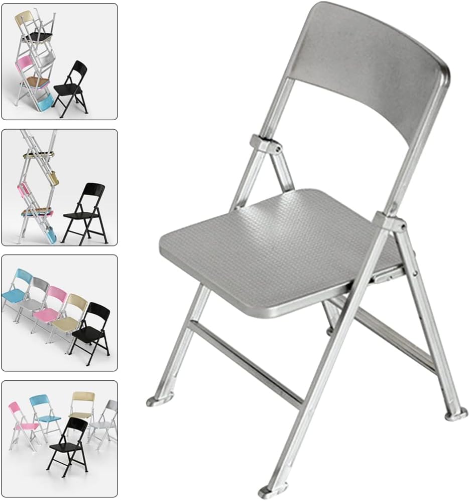 ibasenice Silla plegable para casa de muñecas, silla pequeña transparente, modelo de silla en miniatura, silla plegable en miniatura, sillas