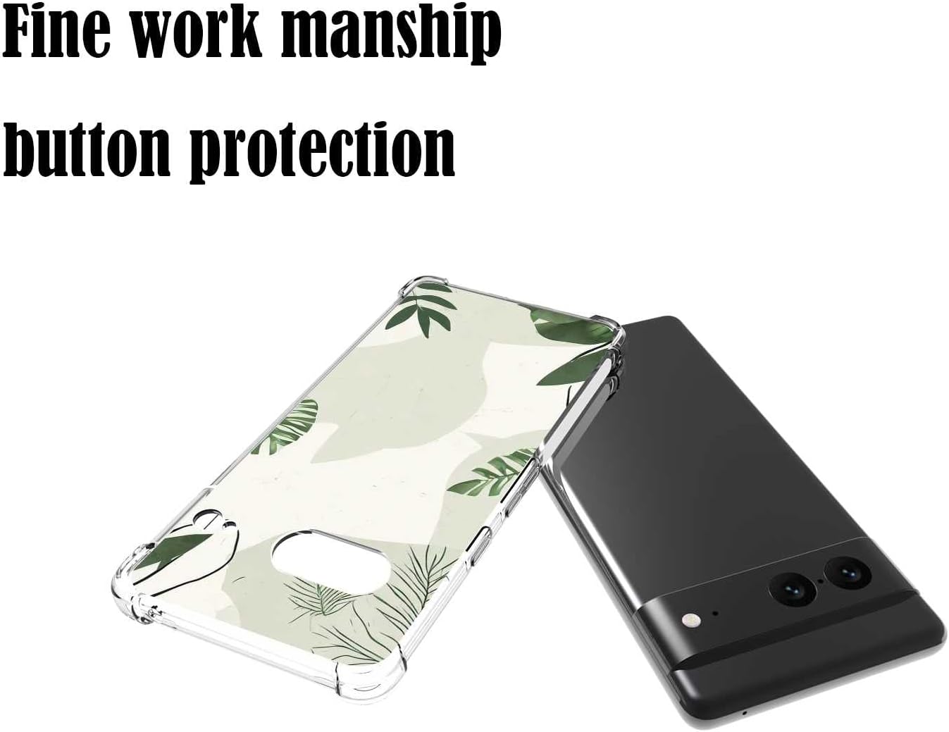 Funda minimalista compatible con Google Pixel 7, diseño bohemio minimalista abstracto de hojas verdes pastel arte botánico para Moto Case Girls